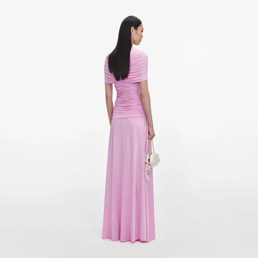 Pink Jersey Gathered Maxi Dress Pink Jersey Gathered Maxi Dress