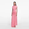 Pink Jersey Gathered Maxi Skirt