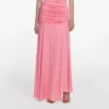 Pink Jersey Gathered Maxi Skirt
