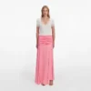 Pink Jersey Gathered Maxi Skirt