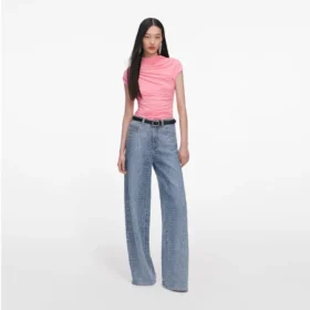 Pink Jersey Gathered Top