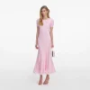 Pink Knit Lace Insert Midi Dress Pink Knit Lace Insert Midi Dress