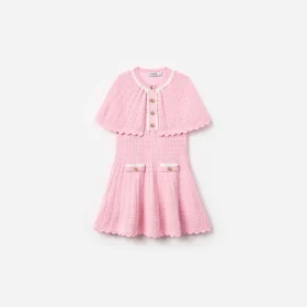 Pink Knitted Cape Dress