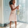 Pink Lace Bow Knit Dress