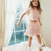 Pink Lace Bow Knit Skirt