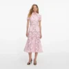 Pink Lace Collared Midi Dress