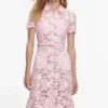 Pink Lace Collared Midi Dress