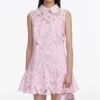 Pink Lace Collared Mini Dress