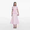 Pink Lace Crepe Midi Dress