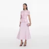 Pink Lace Crepe Midi Dress