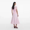 Pink Lace Crepe Midi Dress