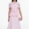 Pink Lace Crepe Midi Dress