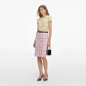 Pink Lace Midi Skirt