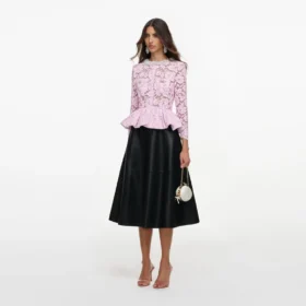 Pink Lace Peplum Top