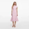 Pink Lace Scoop Back Midi Dress