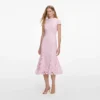 Pink Lace Scoop Back Midi Dress
