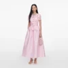 Pink Lace Taffeta Midi Dress