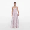 Pink Metallic Chiffon Flower Maxi Dress Pink Metallic Chiffon Flower Maxi Dress