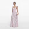 Pink Metallic Chiffon Flower Maxi Dress Pink Metallic Chiffon Flower Maxi Dress