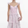 Pink Metallic Chiffon Flower Maxi Dress Pink Metallic Chiffon Flower Maxi Dress