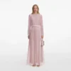 Pink Organza Lace Maxi Dress