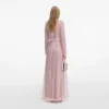 Pink Organza Lace Maxi Dress