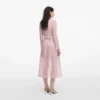 Pink Organza Lace Midi Dress