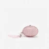 Pink Oval Crystal Chain Clutch Bag