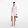 Pink Pearl Trim Knit Mini Dress