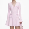 Pink Pearl Trim Knit Mini Dress