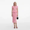 Pink Peplum Knit Midi Dress