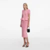 Pink Peplum Knit Midi Dress