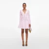 Pink Pointelle Diamante Knit Mini Dress