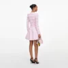 Pink Pointelle Diamante Knit Mini Dress