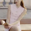 Pink Pointelle Diamante Knit Mini Dress