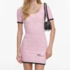 Pink Pointelle Knit Mini Dress Pink Pointelle Knit Mini Dress