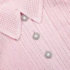 Pink Pointelle Peplum Knit Midi Dress