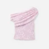 Pink Rhinestone Lace Drape Top