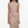 Pink Rhinestone Sequin Mesh Maxi Dress
