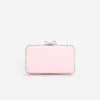 Pink Satin Crystal Clutch Bag