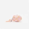 Pink Satin Floral Beaded Oval Clutch