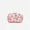 Pink Satin Floral Crystal Clutch