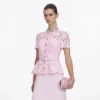 Pink Satin Floral Crystal Clutch