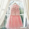 Pink Satin Lace Dress