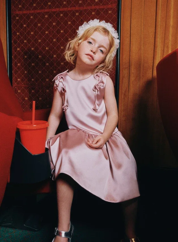 Pink Satin Sleeveless Flower Dress Pink Satin Sleeveless Flower Dress