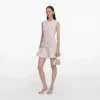 Pink Sequin Boucle Belted Mini Dress