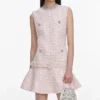 Pink Sequin Boucle Belted Mini Dress