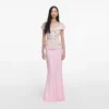 Pink Sequin Boucle Maxi Dress