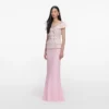 Pink Sequin Boucle Maxi Dress