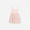 Pink Sequin Embellished Tiered Dress